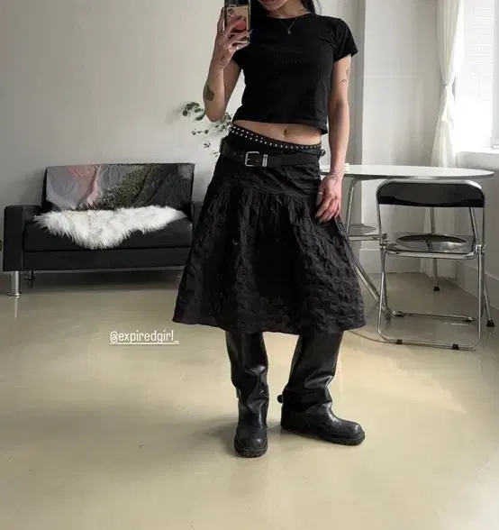 익스파이어드걸 스커트 REVERSIBLE  MIDI SKIRT